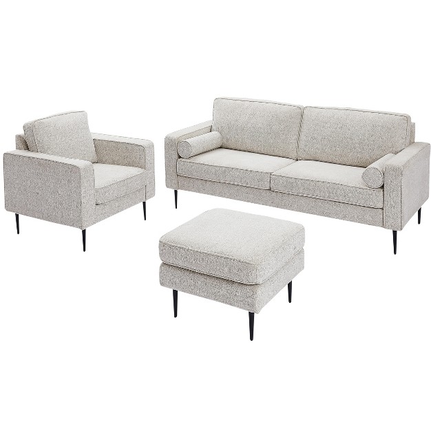 Upholstered 3 Seat loveseat 1 Seat ottoman Sofa Couches modernluxe