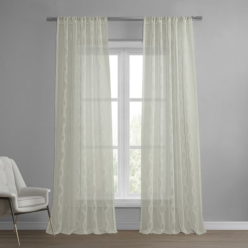 EFF 1-panel Vega Patterned Linen Sheer Window Curtain