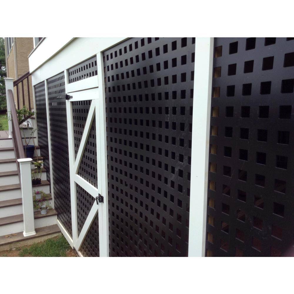 Acurio Latticeworks Square 4 ft. x 32 in. Black Vinyl Decorative Screen Panel 4832PVCBK-SQR