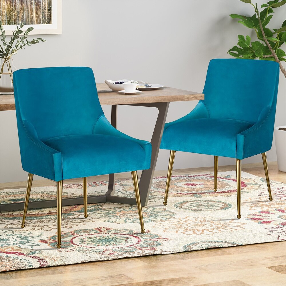 Clihome Stainless Steel Frame Dining Velvet Side Chairs(Set of 2)