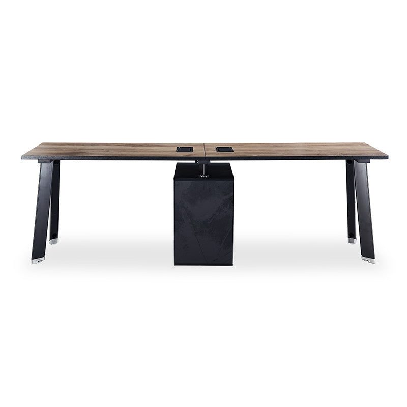 ARTO 2 People Workstation Desk 1 Cabinet  2.4M - Warm Oak & Black