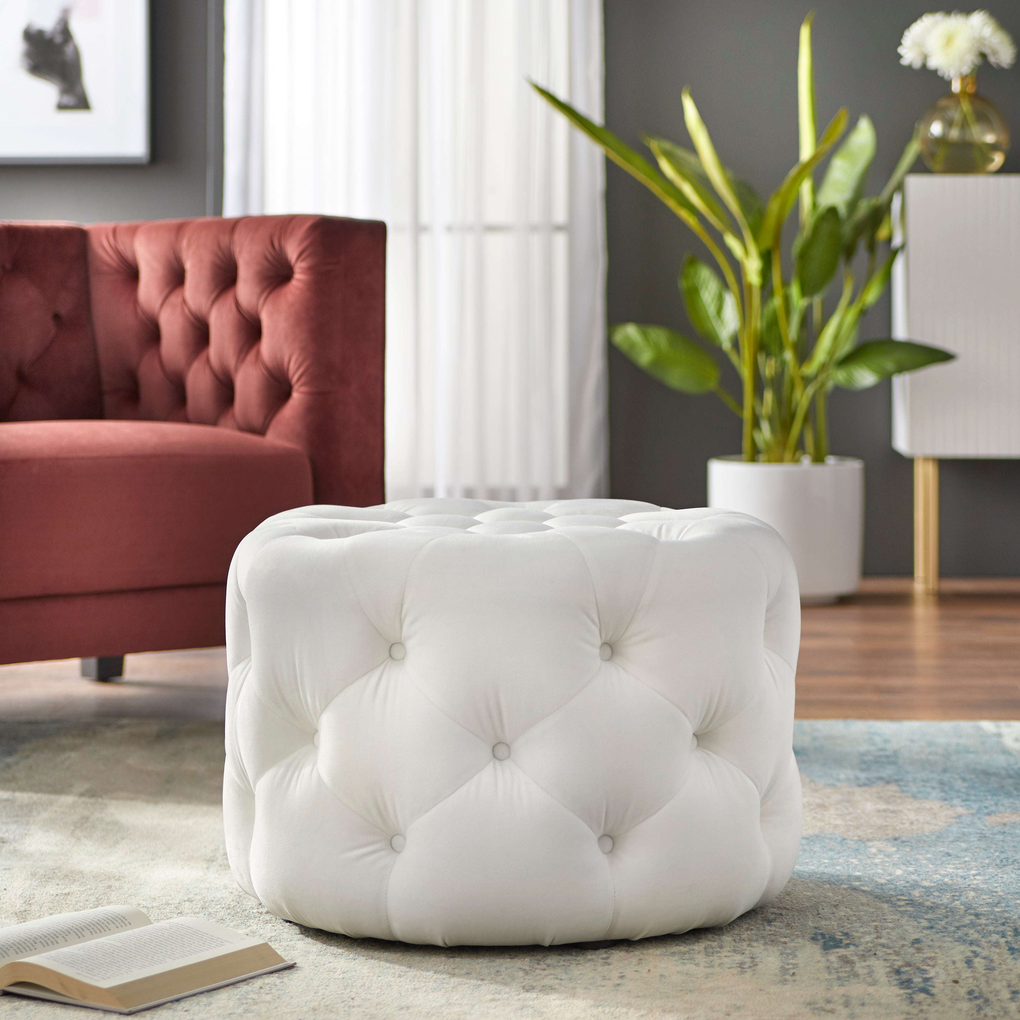 Ottoman - Scopi Round - in White