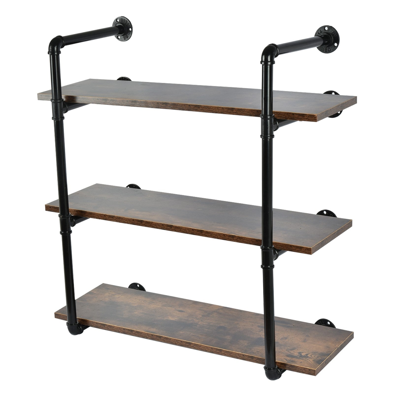 Aligament Industrial Retro Wall Mounted Iron Pipe Shelves, DIY Floating Storage Shelf