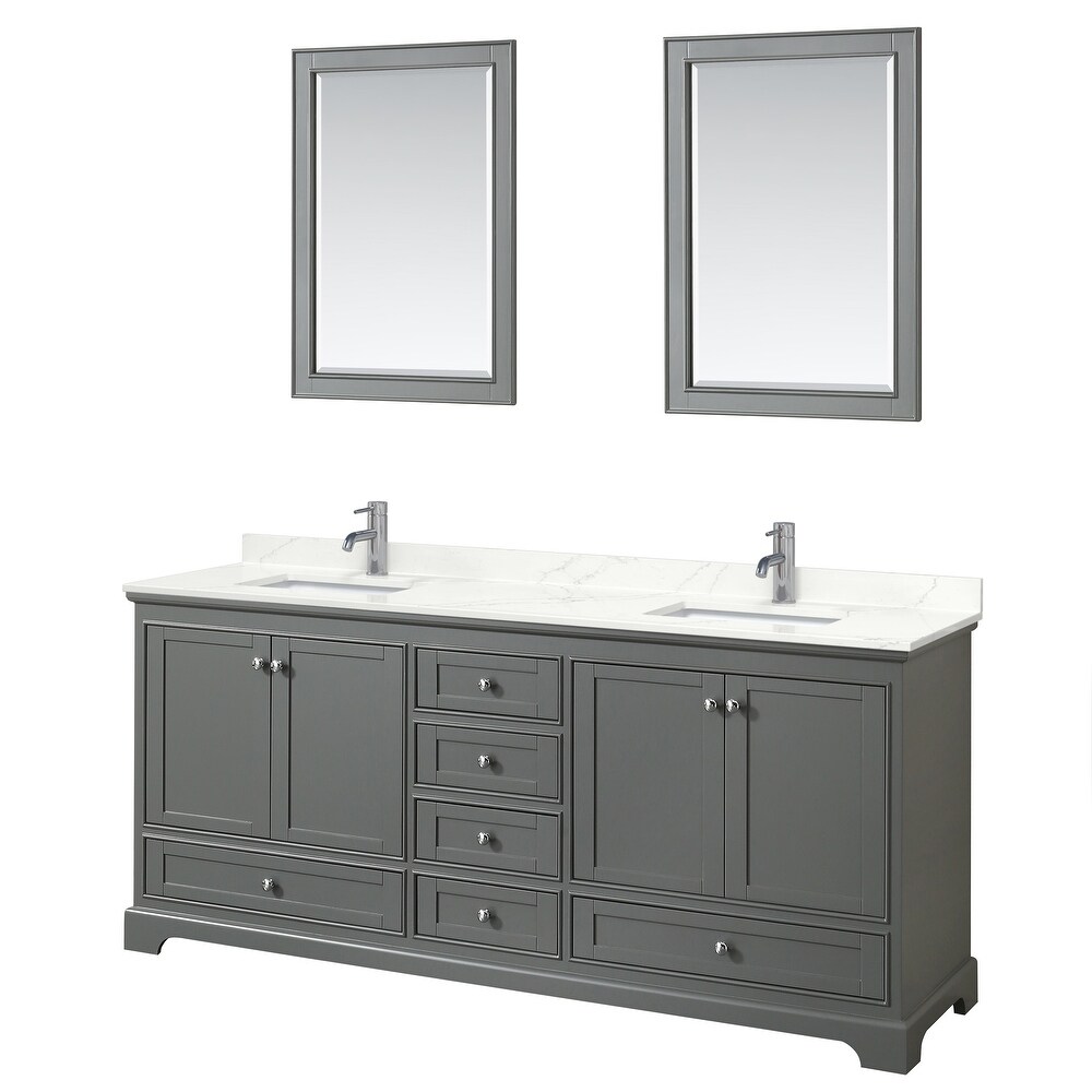 Deborah 80 inch Double Vanity  Quartz Top  24 inch Mirrors