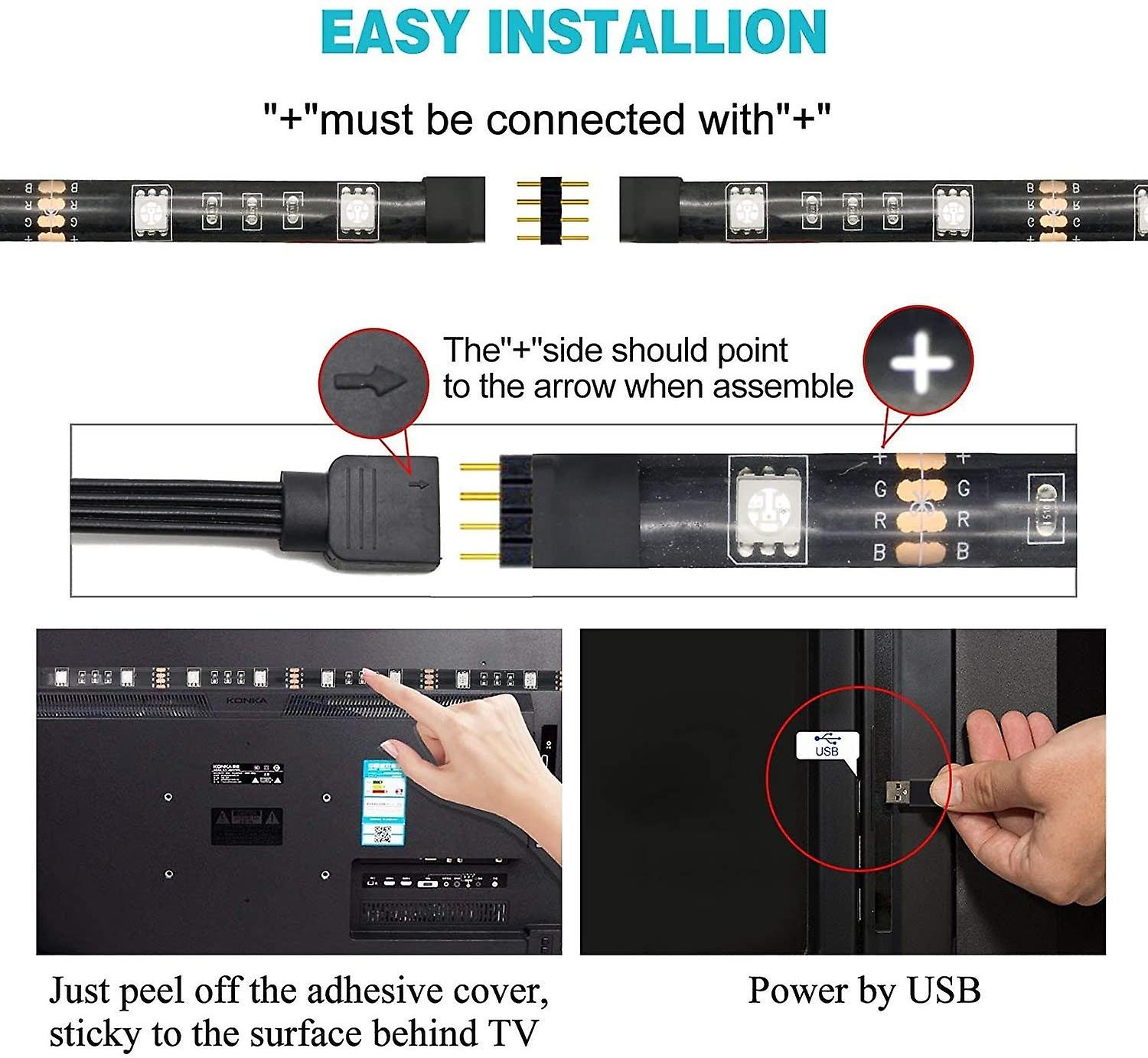 1-5m Bluetooth Control Usb Power Led Strip Dc 5v Rgb 5050 Flexible For Home Tv Light Desk Decor Screen Led Background Light