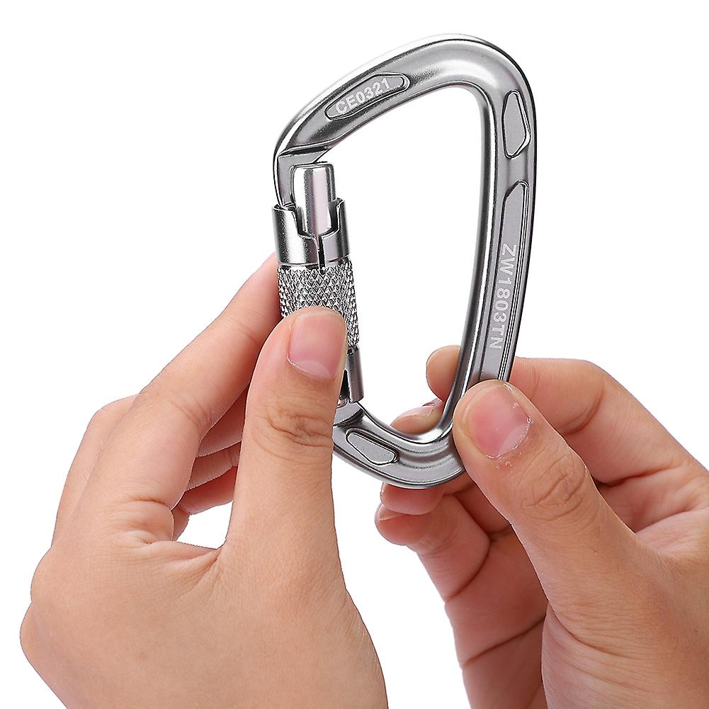 25kn Safety Lock D Buckle Outdoor Rock Climbing Rescue Carabiner Equipment (grey)