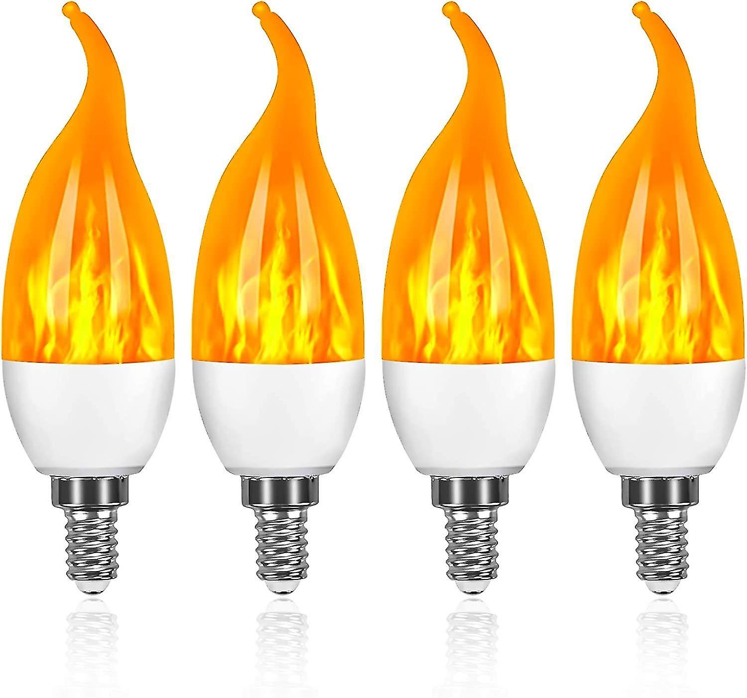 4 Pack 3w E14 Led Light Bulb Flame Effect Light Bulb With 3 Lighting Modes Decorative Light Bulb