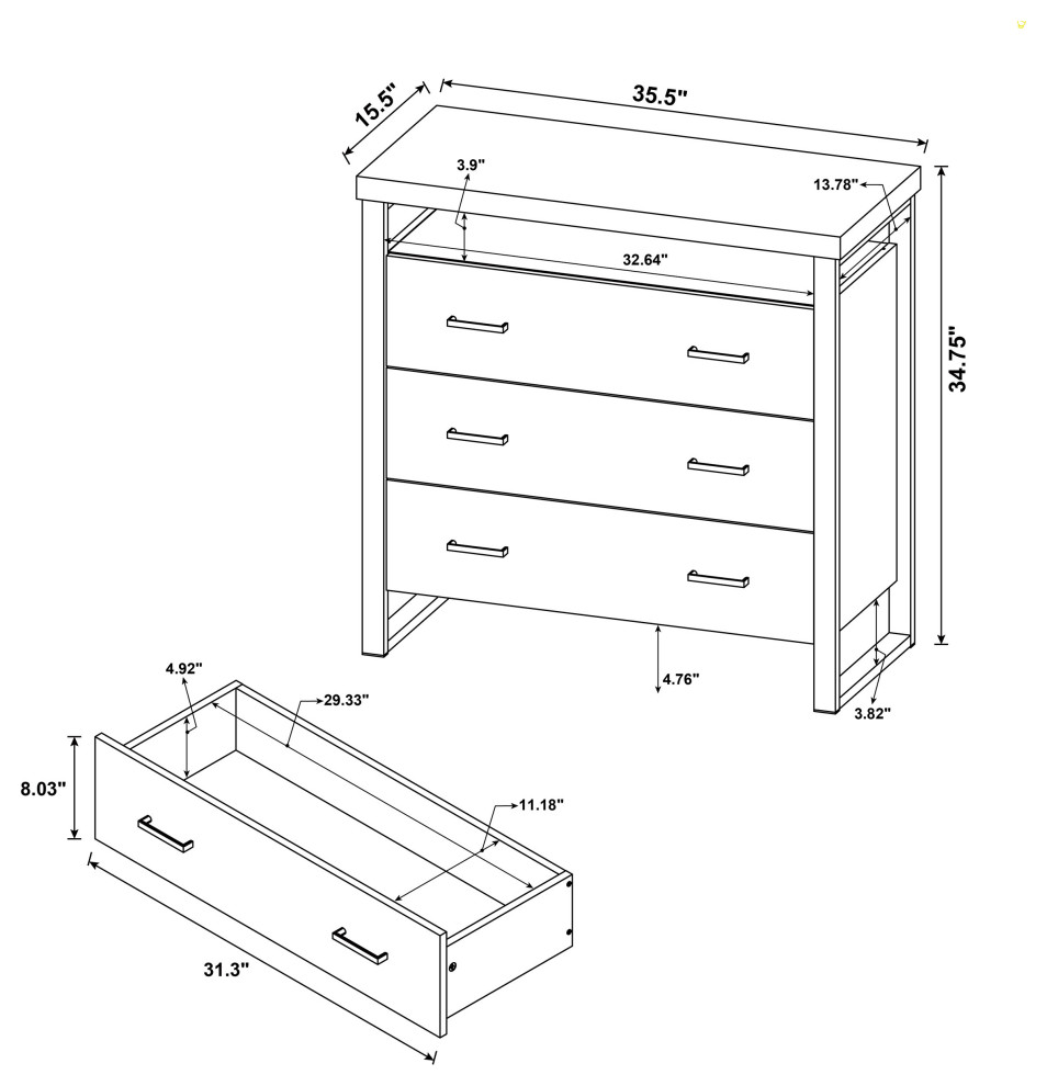 Thompson 3 drawer Accent Cabinet Rustic Amber   Modern   Accent Chests And Cabinets   by Modon  Houzz