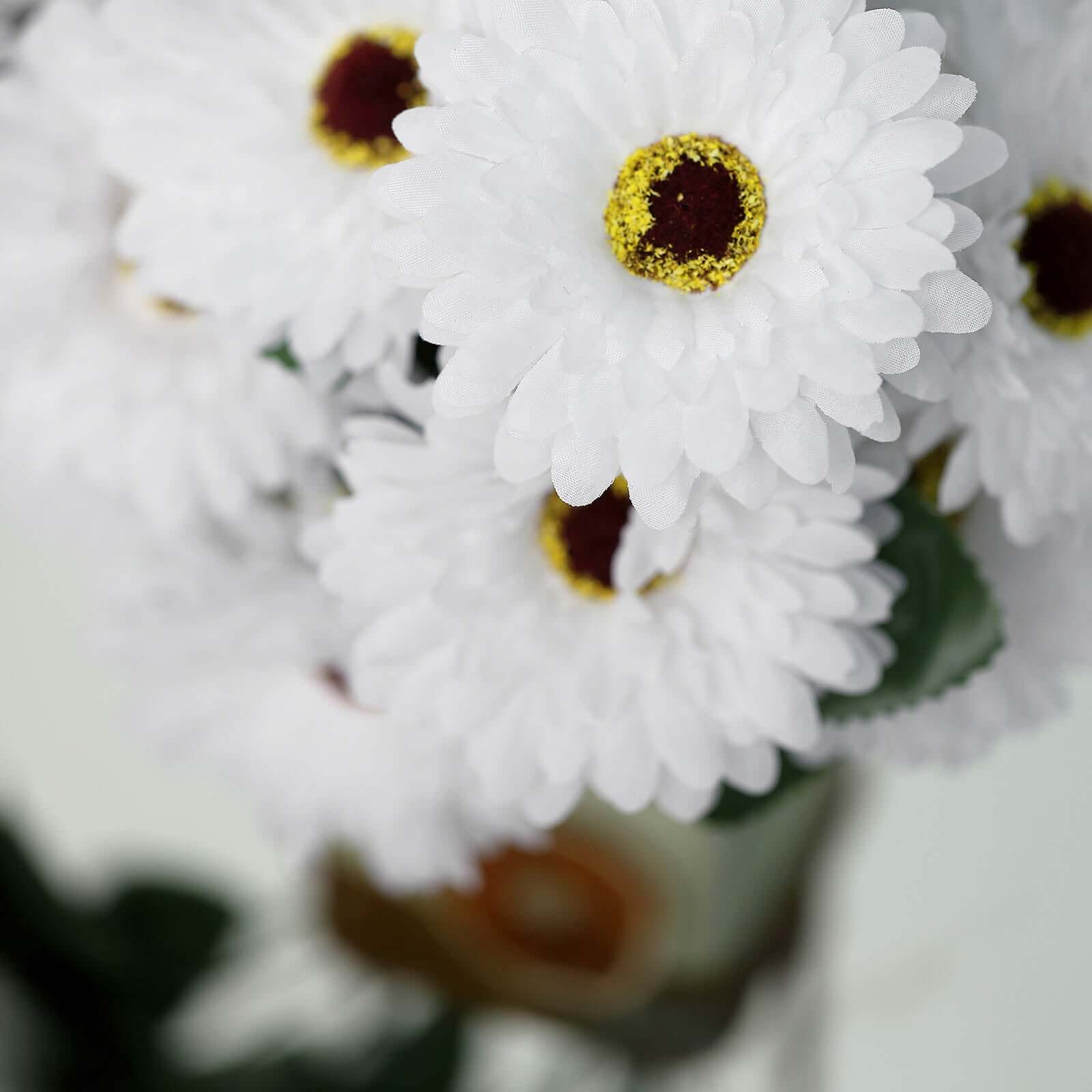 4 Bushes White Artificial Silk Gerbera Daisy Flower Bouquets, 28 Daisies