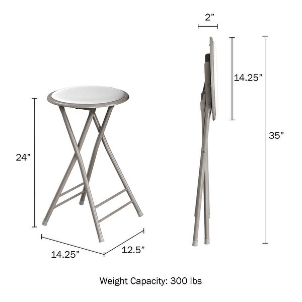 24-Inch Folding White Bar Stools， 4-Pack (White)