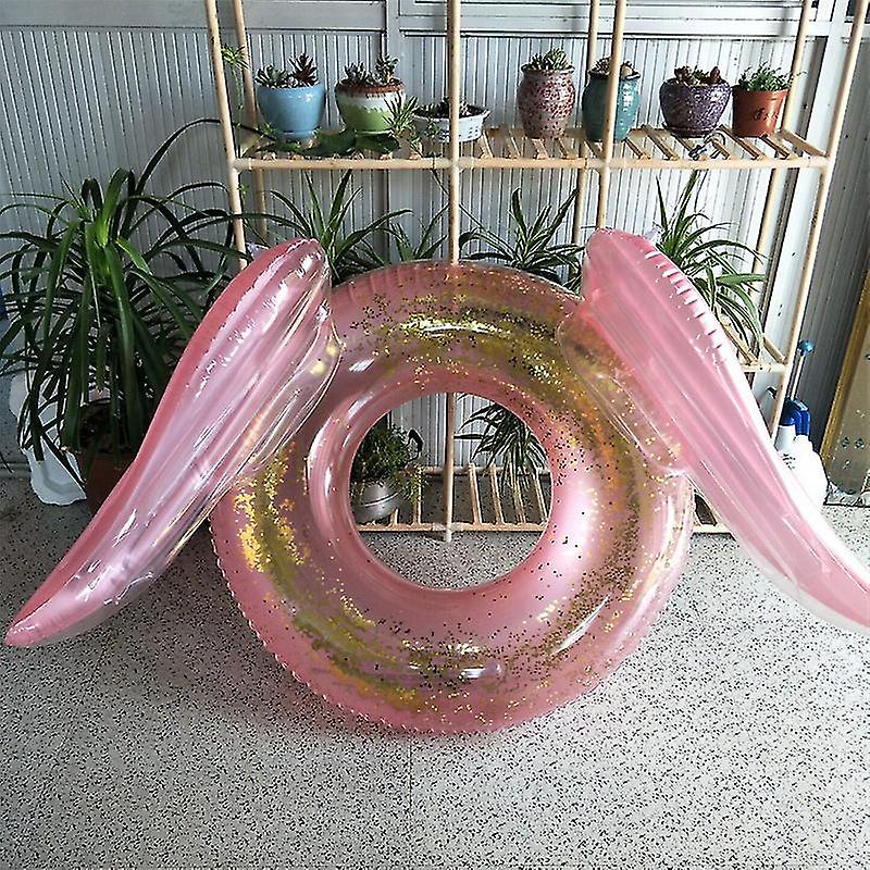 Cartoon Swimming Ring Inflatable Glittery Water Swimming Seat With Wings For Pool Summer 100cm