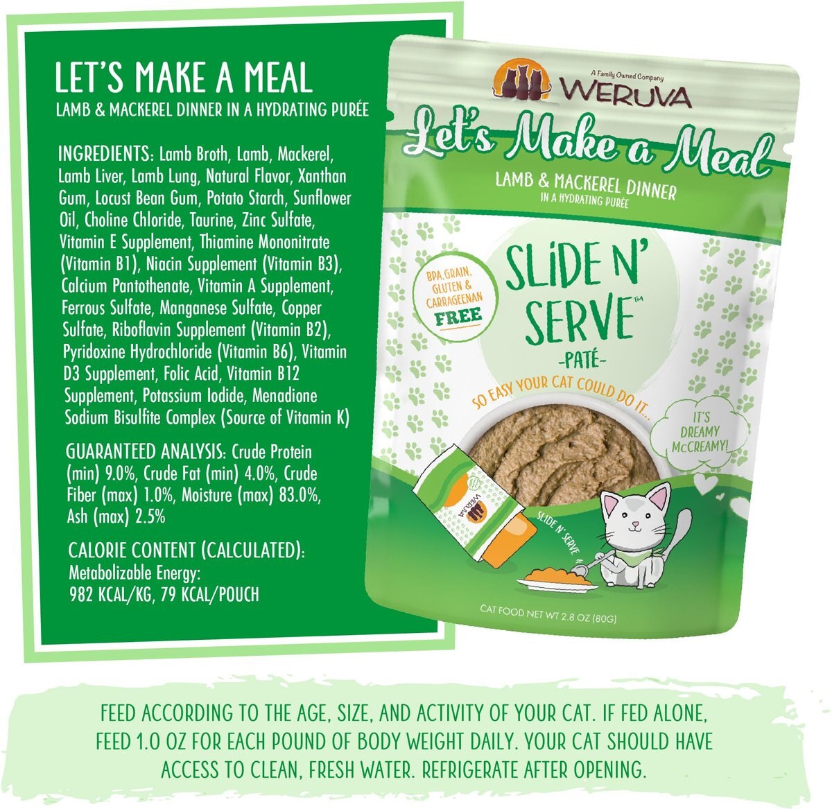 Weruva Slide N' Serve Let's Make a Meal Lamb and Mackerel Dinner Pate Grain-Free Cat Food Pouches