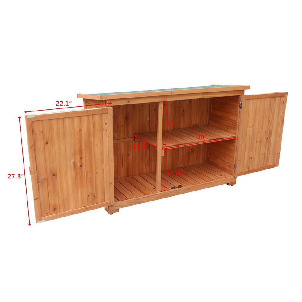 Ktaxon 38" Double Doors Fir Wooden Garden Yard Shed Lockers Outdoor Storage Cabinet