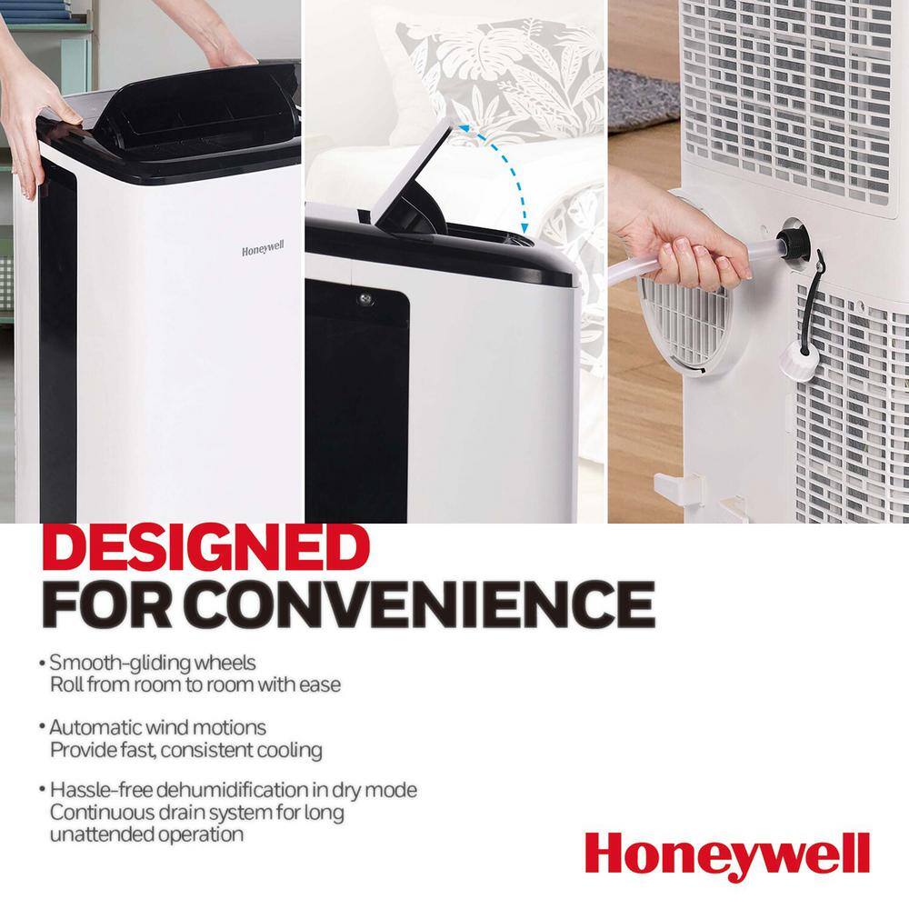 Honeywell 10000 BTU Portable Air Conditioner with Dehumidifier in Black and White HF0CESVWK6