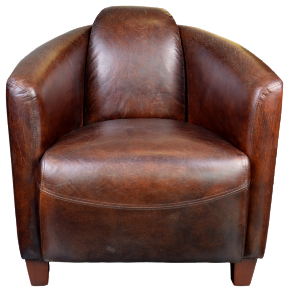 Moe  x27s Home Art Deco Salzburg Dark Brown Leather Club Chair PK 1000 20   Contemporary   Armchairs And Accent Chairs   by Moe  x27s Home Collection  Houzz