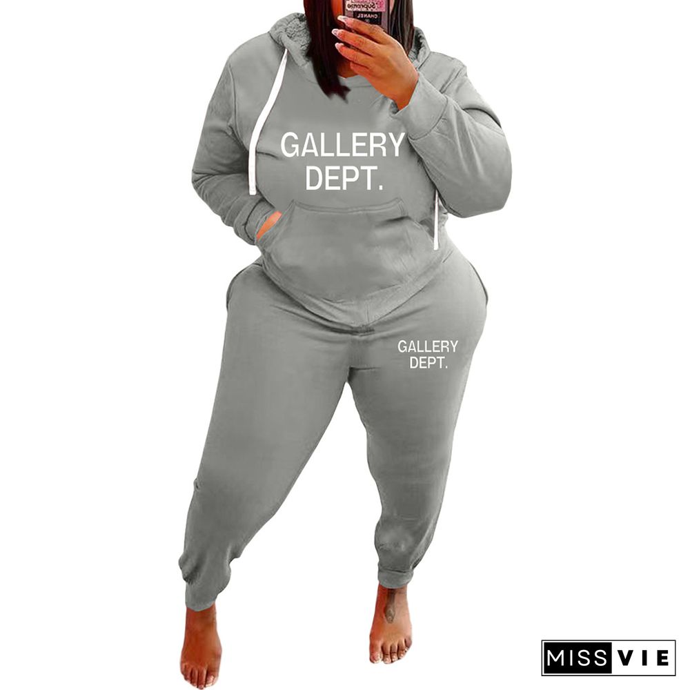 Plus Size Hoodies Sweatshirt and Pants 2 Pieces Sets