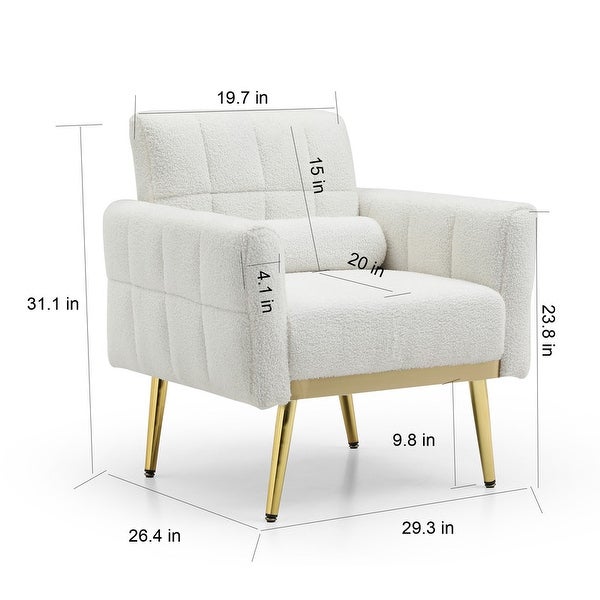 Teddy Fabric Accent Chair Modern Side Armchair with Gold Legs Sofa Chairs Reading Chair for Living Room Bedroom Waiting Room