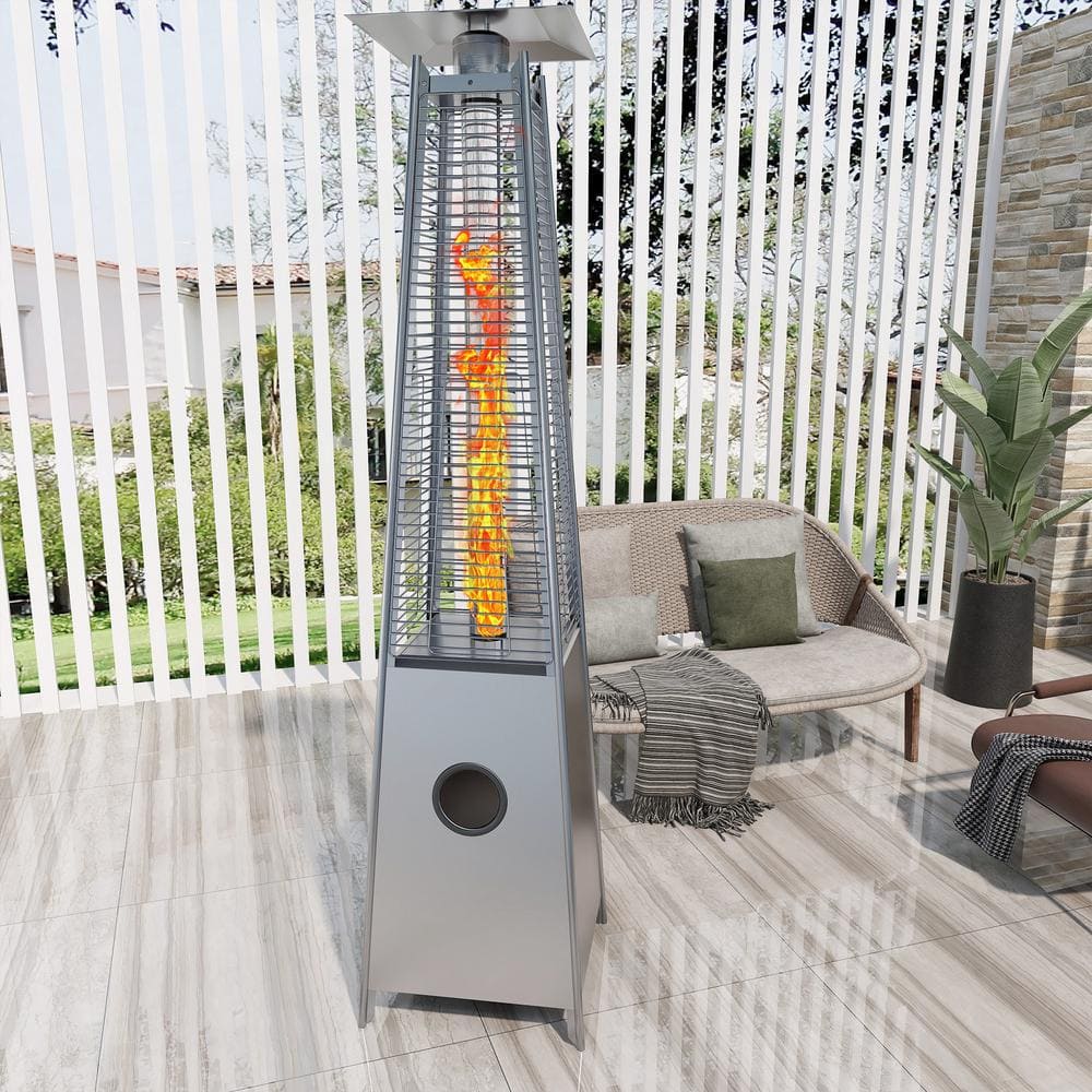 Uixe 40,000 BTU Metal Hammer Golden Pyramid Flame Propane Patio Heater PH08-SSB-1