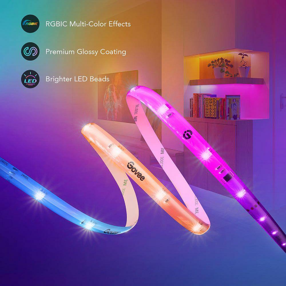 Govee RGBIC Smart 9.8 ft. Strip Light and 6.5 ft. Neon Rope Light Kit H1012AD1