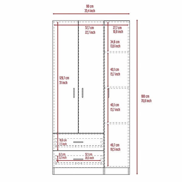 2-Drawer and 3-Door Armoire - - 37279328