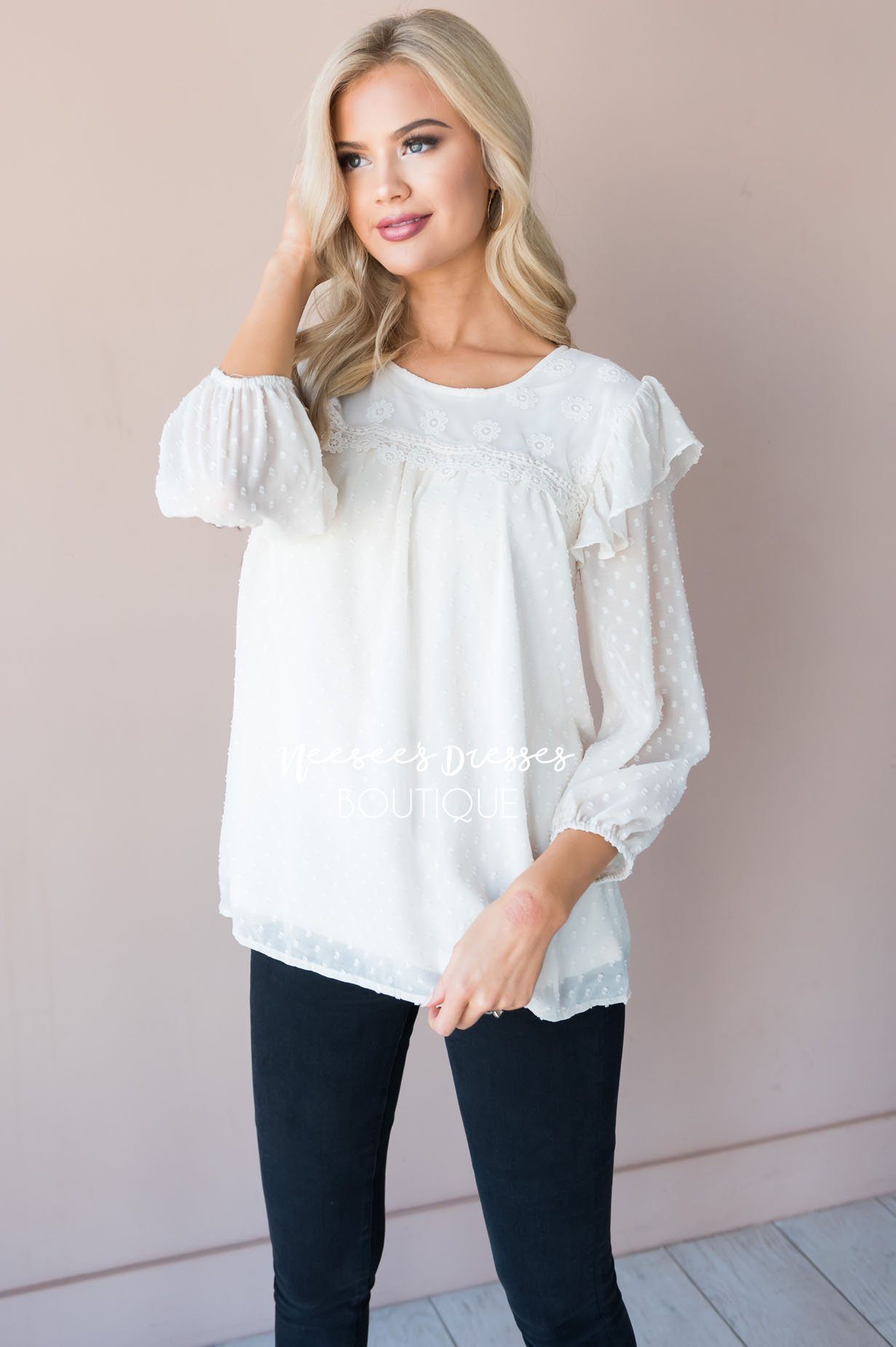 Delicate Swiss Dot Modest Blouse