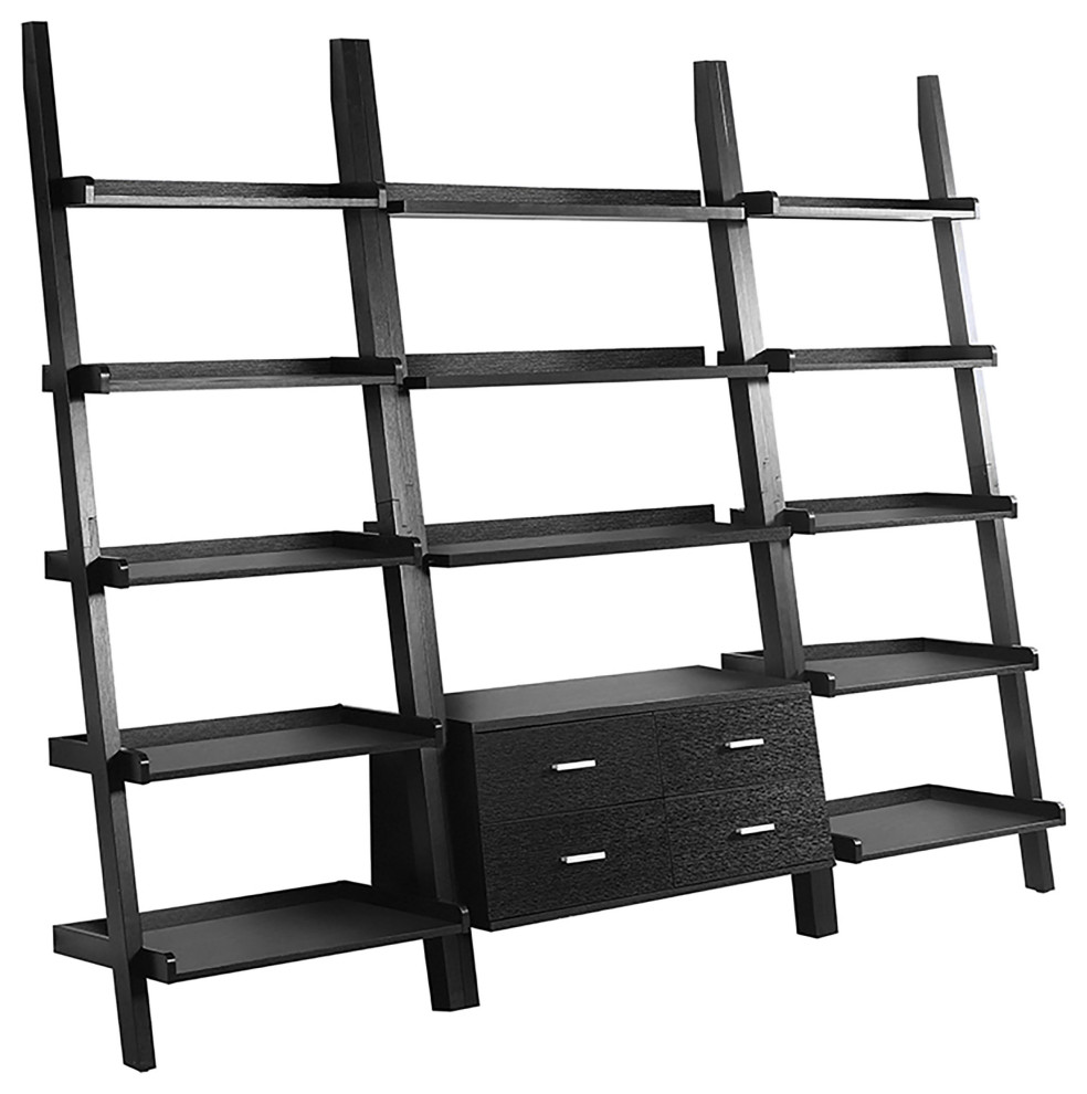 Colella 3 piece Storage Ladder Bookcase Set Cappuccino   Modern   Bookcases   by Modon  Houzz