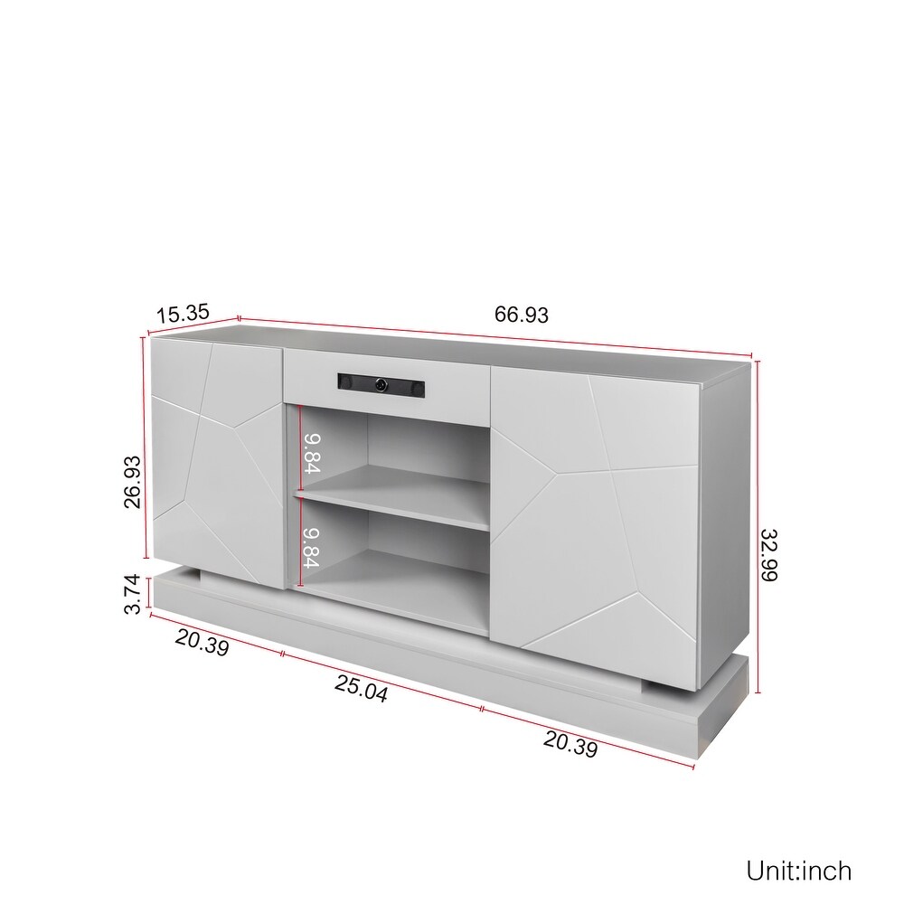 LED TV Stand with Bluetooth Speaker  Entertainment Center with LED Light Storage Drawers  LED TV Console for Up to 75\