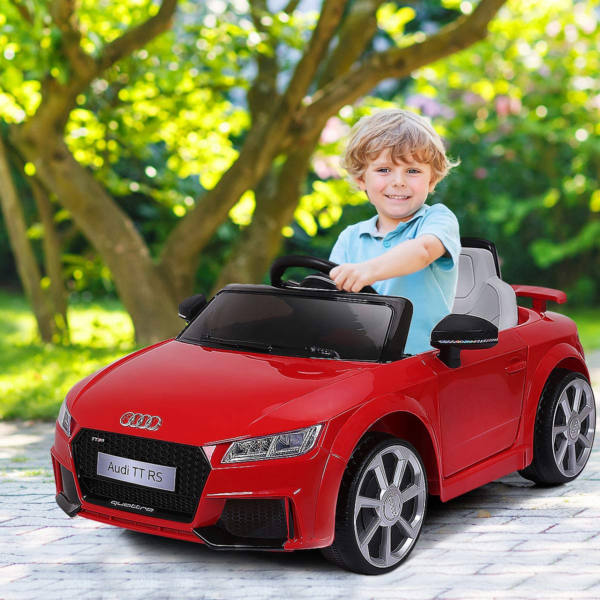 Costzon Kids Ride On Car, 12V Licensed Audi TT RS, Battery Powered Electric Ride On Vehicle w/ 2.4G Parental Remote Control