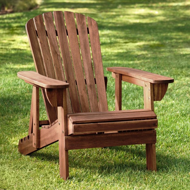 Teal Island Designs Fletcher Dark Wood Outdoor Reclining Adirondack Chair