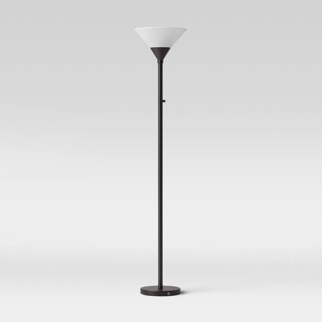 Torchiere Floor Lamp With Glass Shade