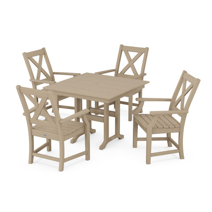 Polywood Braxton 5-Piece Farmhouse Dining Set in Vintage Finish PWS1135-1-V