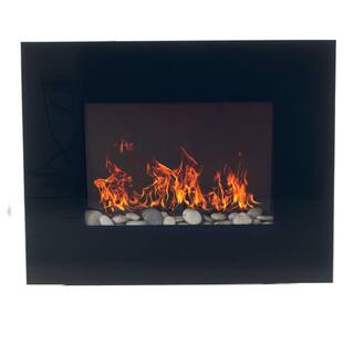 Northwest 26 in. Glass Panel Wall Mount Electric Fireplace and Remote in Black 80-EF451S