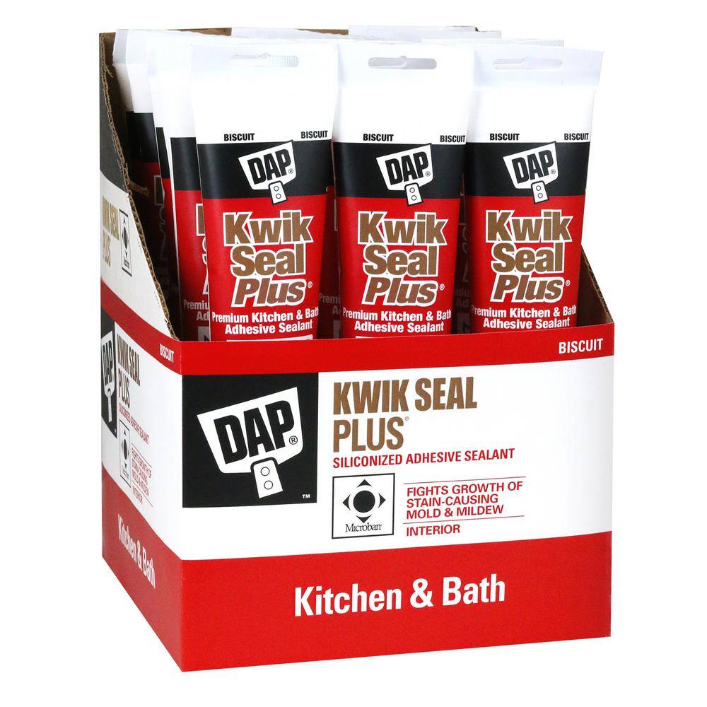 DAP Kwik Seal Plus 5.5 oz. Bisque Premium Kitchen and Bath Siliconized Caulk (12-Pack) 7079818539