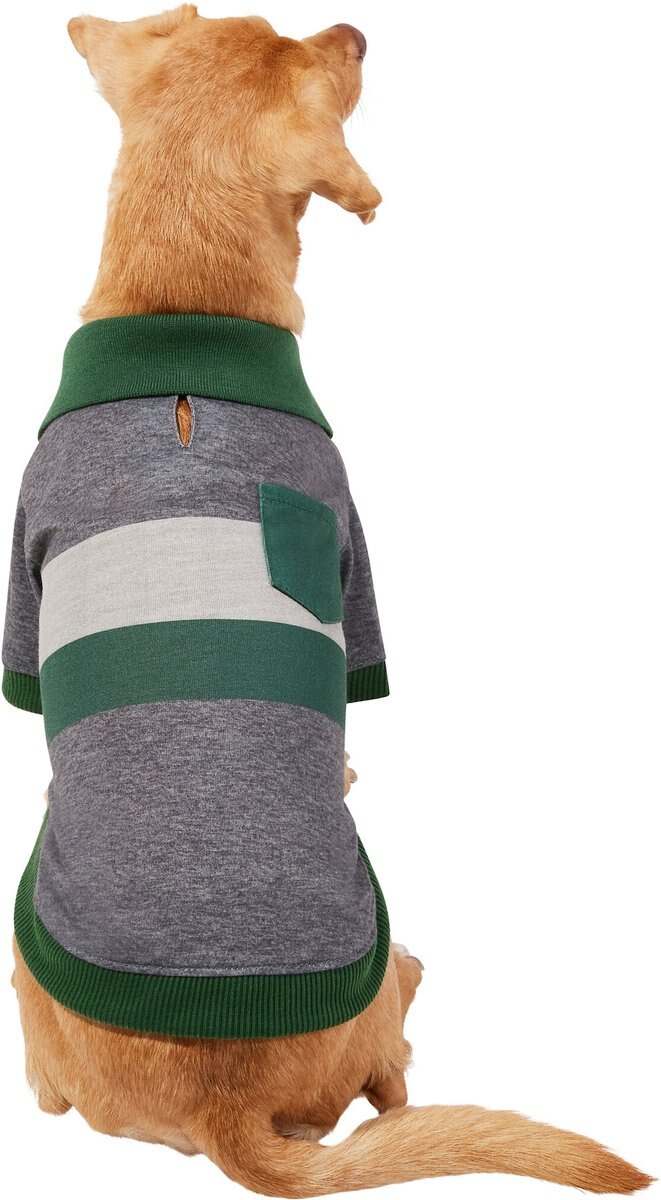 Frisco Green Striped Polo Dog and Cat Shirt