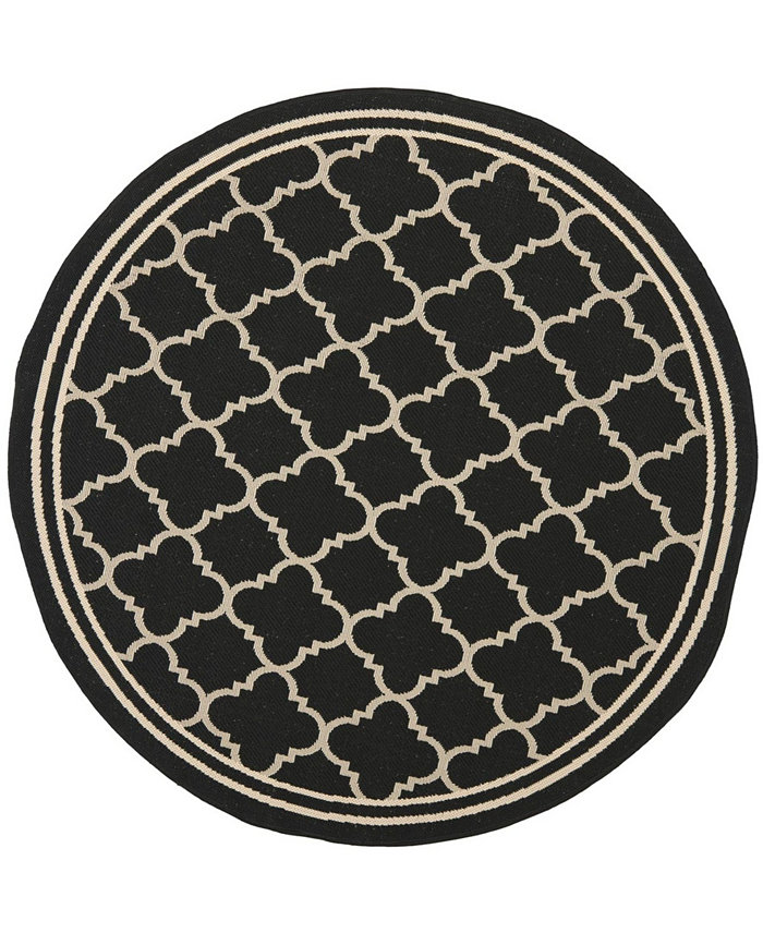 Safavieh Courtyard CY6918 Black and Beige 7'10 x 7'10 Round Outdoor Area Rug