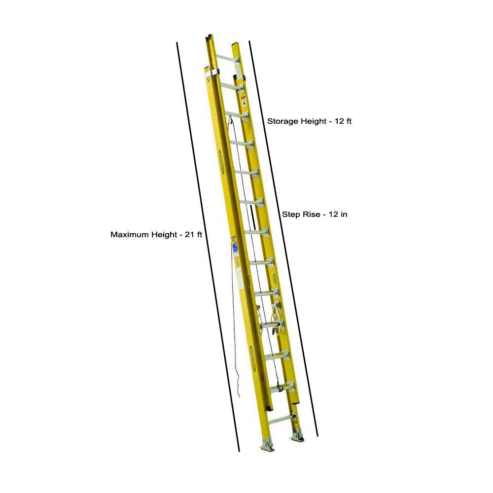 Werner 24 ft. Fiberglass D-Rung Extension Ladder with 375 lbs. Load Capacity Type IAA Duty Rating D7124-2