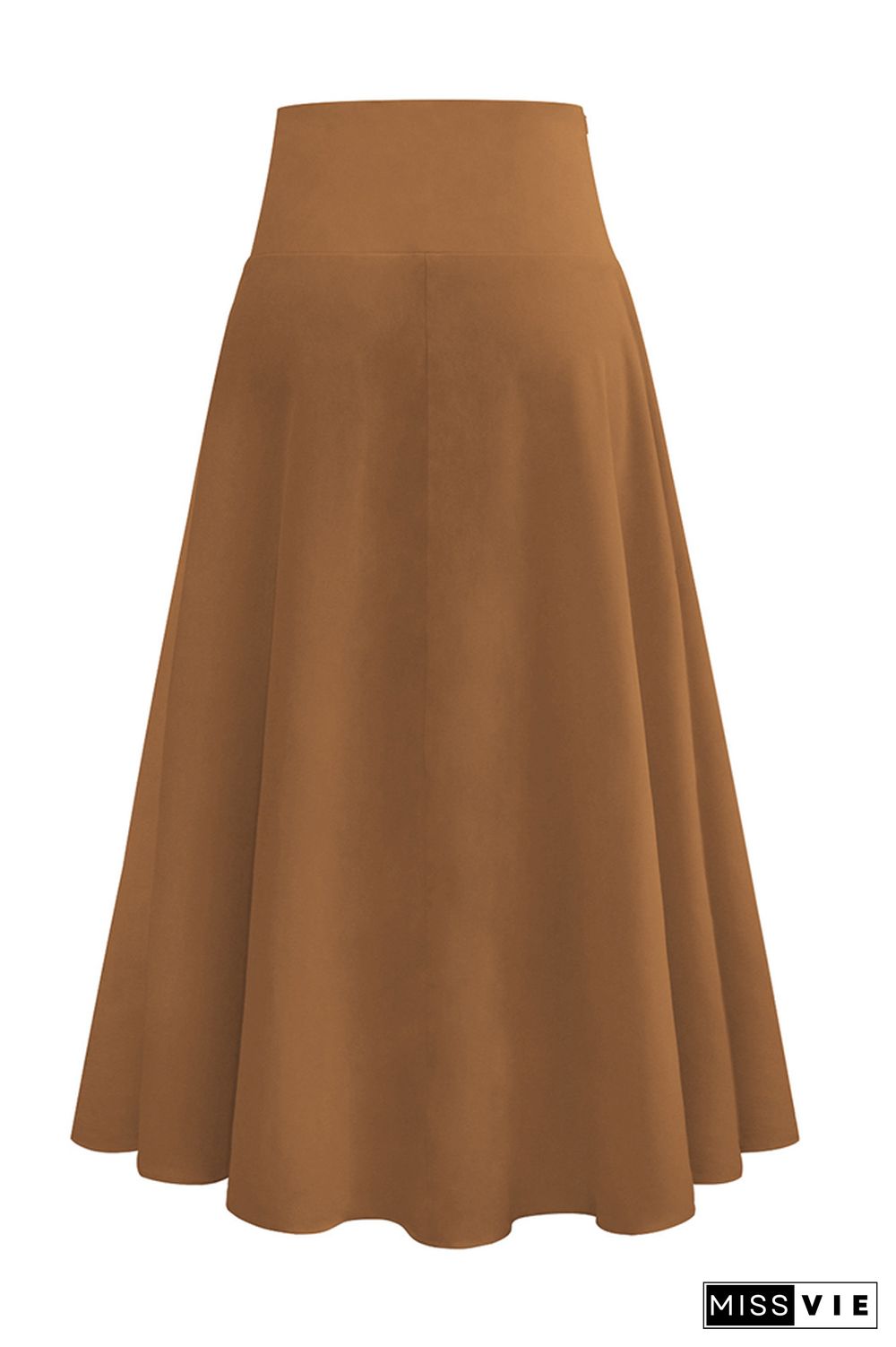 High Waist Plain Split Ruffle Skirt Dress