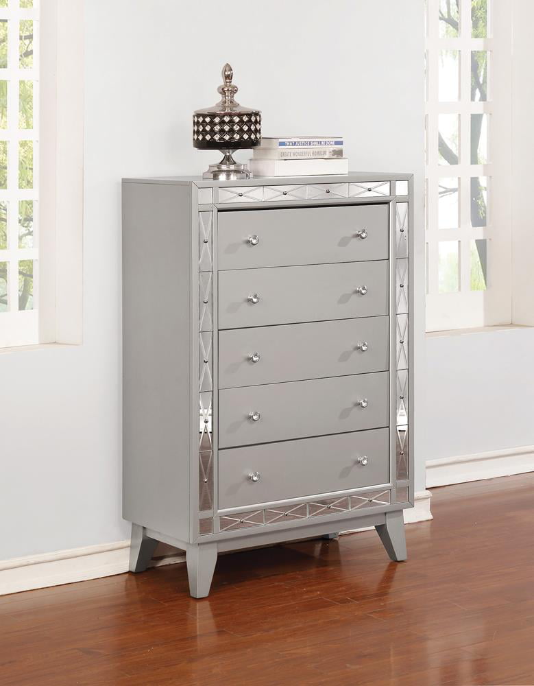 Leighton 5-drawer Chest Metallic Mercury