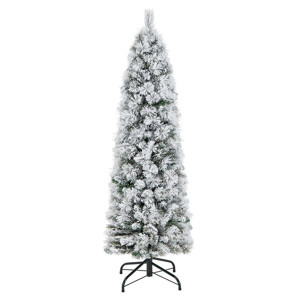 Costway 4.5 FT/6FT/7FT PreLit Slim Christmas Tree Flocked Decoration