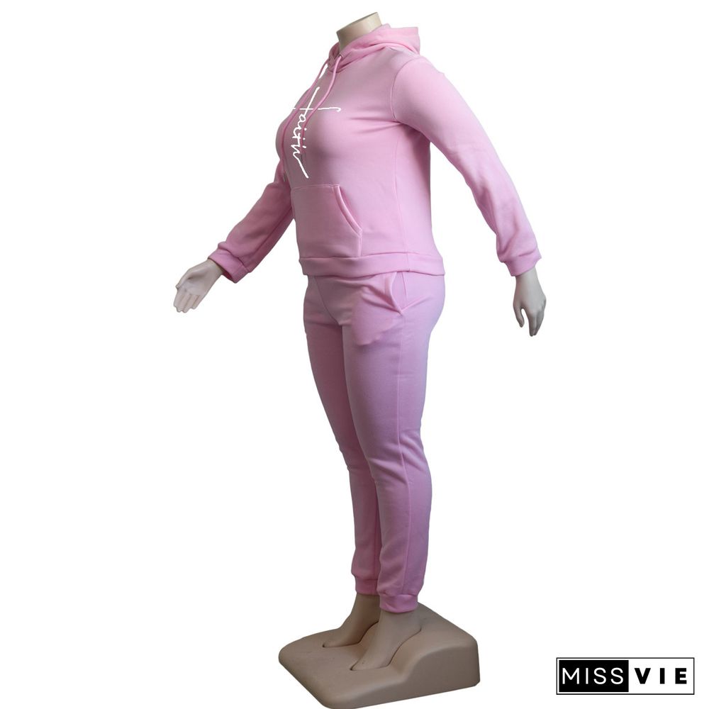 Plus Size Hoodies Sweatshirt Pants Tracksuit