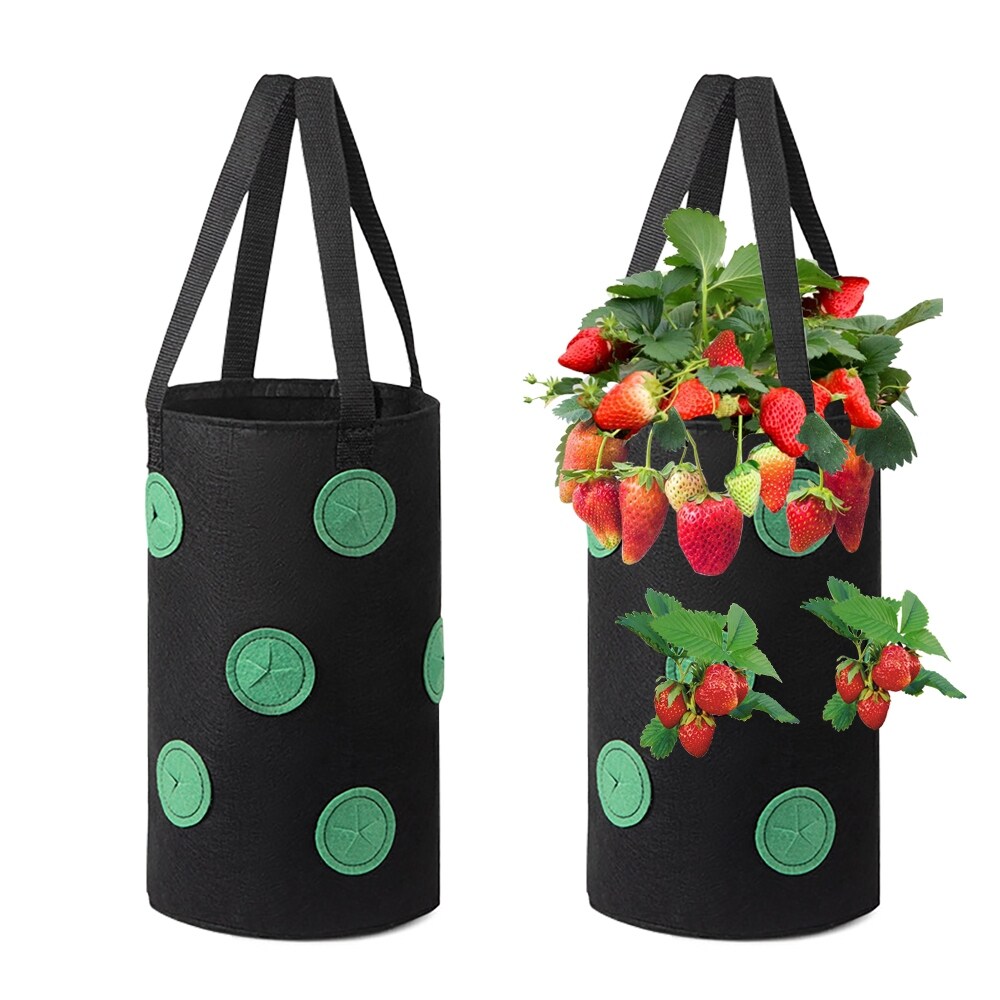 Agfabric Hanging Strawberry Bag，Upside Down Planting Pots for Tomato 3gal 2 Pack green   3gal