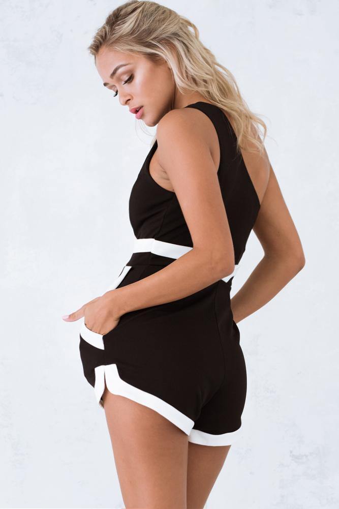 Look Away Romper Black