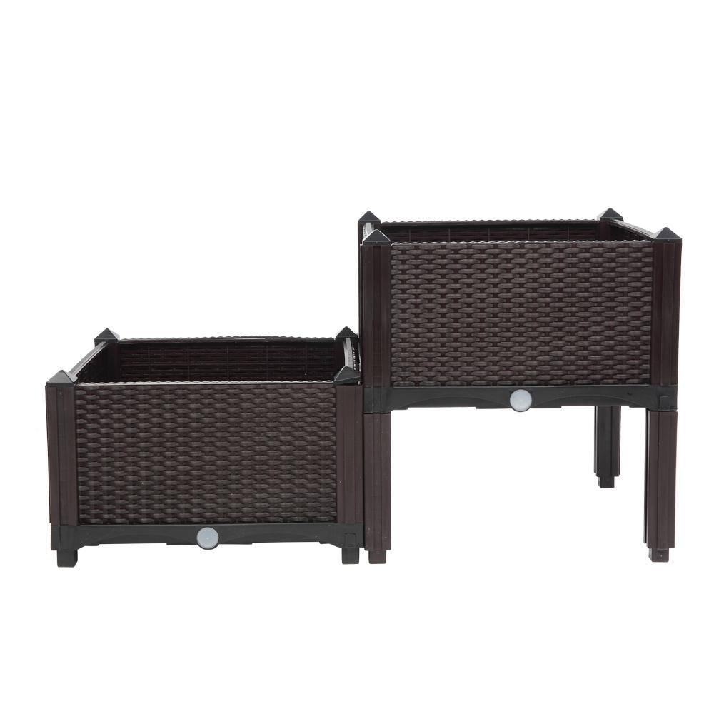 Winado 15 in. W x 10 in. H Brown Plastic Raised Garden Bed (2-Pack) 288053908485
