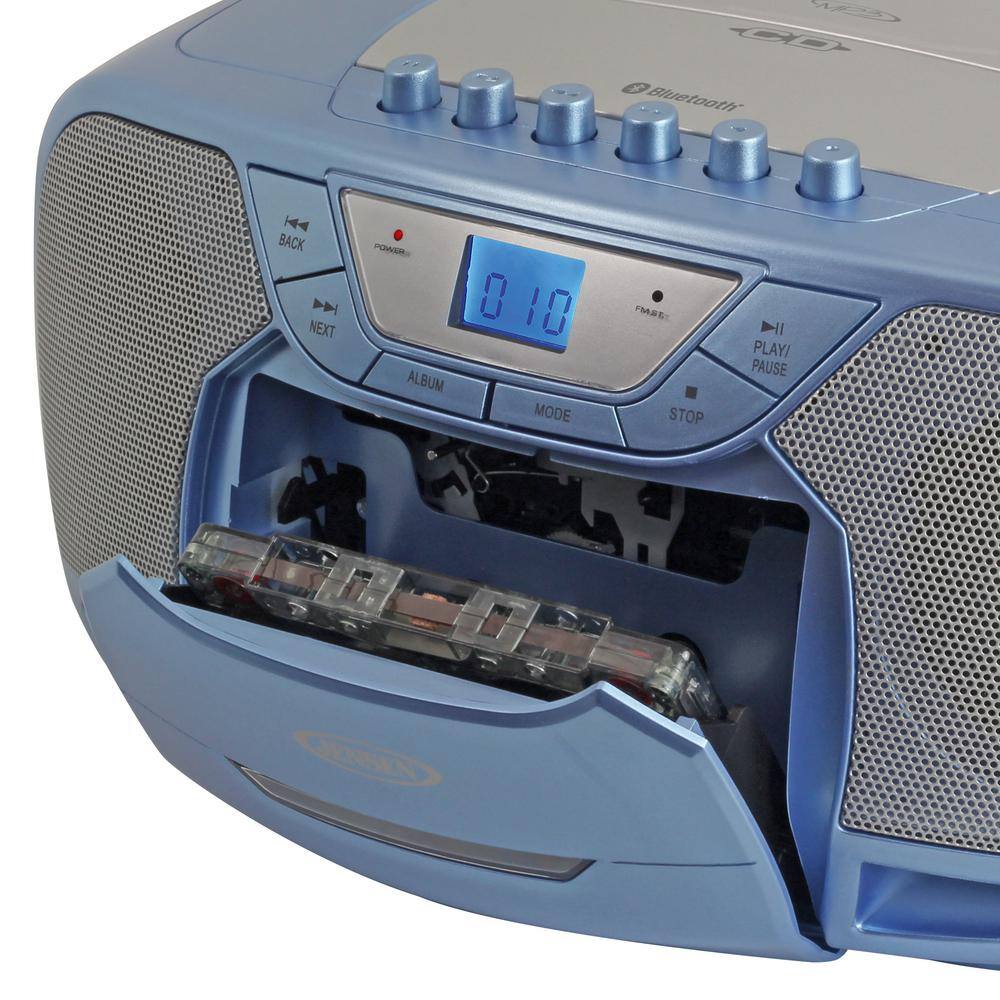 JENSEN Portable Bluetooth Stereo MP3 Compact Disc Cassette PlayerRecorder with AMFM Radio CD-590BL