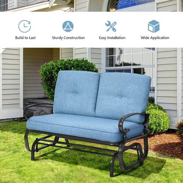 Gymax Patio Swing Glider Chair Rocking Loveseat Bench for 2 Persons w/