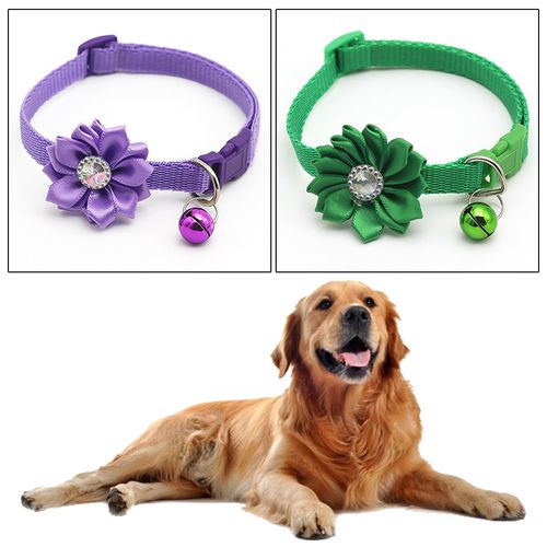 AkoaDa Pet Dog Collar Bell Flower Necklace Collar For Small Dog Puppy Buckle Dog Collar Bell Flower Pet Supplies Dog Accessories