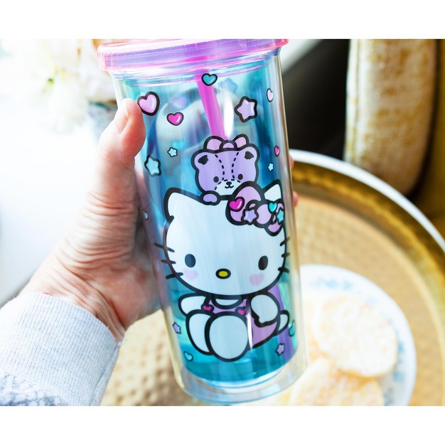 Silver Buffalo Hello Kitty Stacked Donuts Carnival Cup With Lid And Straw Holds 20 Ounces