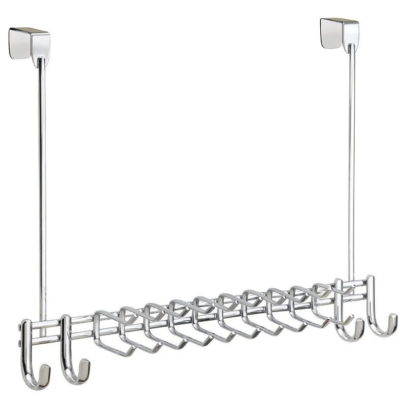 mDesign Metal Over Door Hanging Storage Rack for Ties， Belts， 24 Hooks