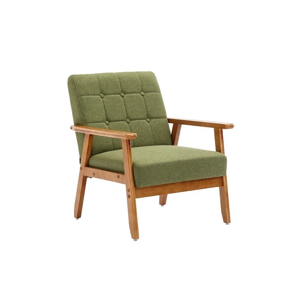 SEYNAR Mid-Century Modern PU Leather Accent Armchair with Rubberwood Frame