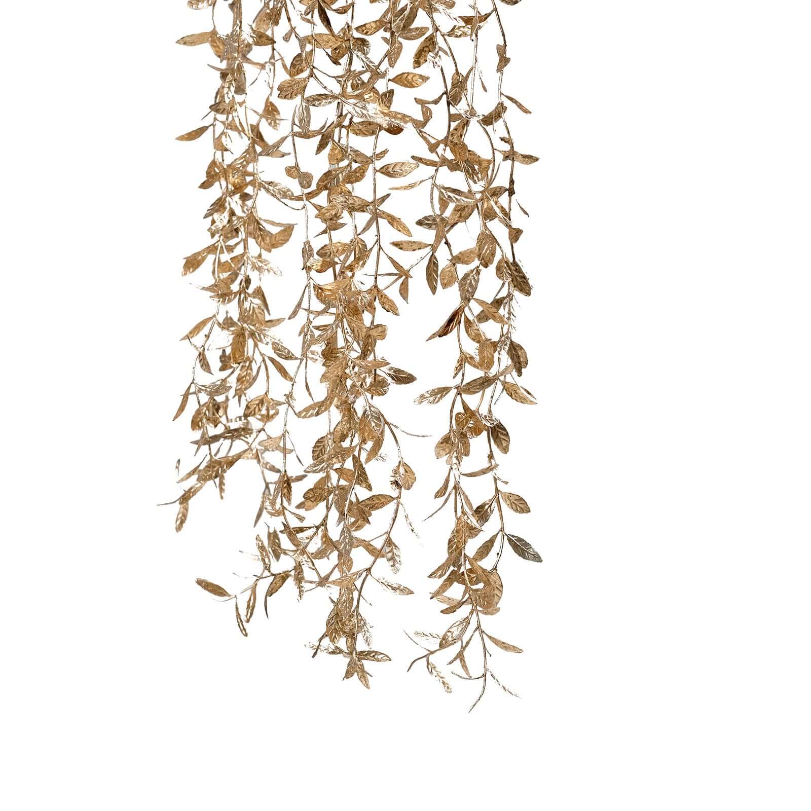 2 Pack Metallic Gold Artificial Hanging Ivy Leaf Stem Garlands, Faux Decorative Willow Vines 41